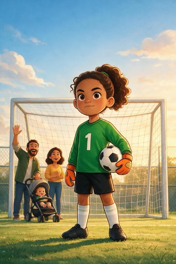Menina lendo um livro de futebol